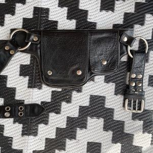 Vintage Leather Biker Belt Bag warrior creek